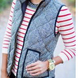 J. Crew Black White Herringbone Quilted Puffer Vest Small NEW